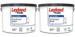 2 x Leyland Trade Contract Matt Emulsion Paint 10L – Brilliant White /Matt Grey / Magnolia – Free C&C