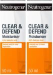 2 x Neutrogena Clear and Defend Moisturiser 50ml Oil-Free Daily Face Cream for Spot-Prone Skin (£7.33 S&S) – Prime Exclusive