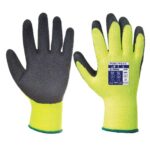 2 x Portwest A140 Work Gloves Cold Weather Thermal Latex Grip Protection (Black/L & Yellow and Black/M) – Delayed Dispatch