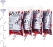 20 Pcs Halloween Blood Bag for Drinks IV Bags,2 Funnels,4 S Hooks, 250ml Blood Bags Drink Pouches Halloween Blood Containers Novelty Item Bag Halloween Props Vampire Diaries Cosplay Zombie Party Decor