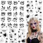 20 Sheets Halloween Temporary Tattoos, Halloween Face Stickers Spider Fake Tattoos Party Decorations Halloween Accessories Eyeshadow Tattoo Party Bag Fillers for Kids Adults Gifts Halloween Pinata