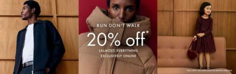 20% off almost everything (online only) – 99p C&C / free over £19.99