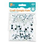 200 Googly Eyes for Crafts, Self-Adhesive, 7-15mm, White
