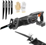 20V Cordless Reciprocating Saw Compatible with Makita 18V Battery, Tool-Free Blade Change, 22mm Stroke Length, 4 Saw Blades for Wood/Metal/PVC Cutting(No Battery Including)