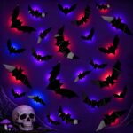 24PCS LED Halloween Bats Decorations 3D Luminous Halloween Wall Decorations