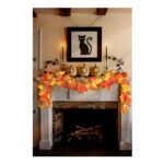 2m Pre-Lit Autumn Garland – Orange Maple Leaf Vine