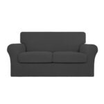 3-Piece Stretch Couch Cover for Dogs, Washable, Dark Gray, Loveseat