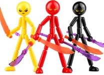 3 Set Stickman Action Figures, Assembleable Stickman Toys with Multiple Weapons, 3D Stick Figure with Multi-Jointed Mobility, Novelty Action Man Birthday Gifts for Hobbyists