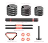 3-in-1 Dumbbells Set 20 kg Adjustable Dumbbells with Extra Barbell Bar with code at Bigzzia Fitness Store