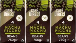 3 x Cafédirect Machu Picchu Coffee Beans, Medium-Dark Roast, Organic & Fairtrade, 100% Arabica Beans, 750 g (2.25kg Total) Max S&S £27.29