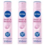 3 x NIVEA Pearl and Beauty Antiperspirant Spray 250ml (£4.25 with S&S)