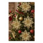 30-Piece Gold Flower Christmas Hanging Ornaments