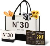 30th Birthday Gift Set for Women N30 EST. 1996 Canvas Tote Bag, Makeup Bag & Birthday Card, Turning 30 Gift for Her, 30th BDay Present for Mum, Friend, Sister