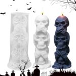 3D Halloween Skull Silicone Mould, Skeleton Candle Mould with Cotton Wax Wicks, Silicone Resin Moulds for Festival Party Decoration Creative Ornaments Handmade Gifts Scented Candles