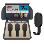 3M CLAW Plasterboard Hanger – 3 Hooks (Holds up to 7kg) Black
