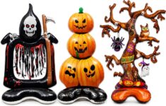 3PCS Standing Halloween Balloons Inflatable Pumpkin Ghost Tree Foil Balloon