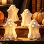 4 Pcs LED Light Halloween Ghost Figurine, Spooky Resin Ghost Statue. SB rongzeze /FBA