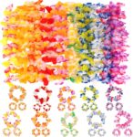 40Pcs Multicolor Hawaiian Leis Set Tropical Flower Party Decor