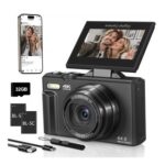 4K Digital Camera with 180 Flip Screen, 64MP Compact Vlogging