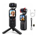 4K Vlogging Camera with Rotatable Lens, 16x Zoom, 16GB Card