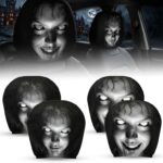 4Pcs Scary Headrest Covers Halloween Decorations Ghost Face Headrest Covers