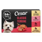 4x Cesar Classic Terrine Wet Dog Food tray Beef & Poultry in Loaf 24x150g (£43.38 max S&S)