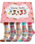 5 Pairs (3 styles) Womens Thermal Winter Wool Socks Breathable Cozy Thick Warm Knit. SB Stoeury / FBA