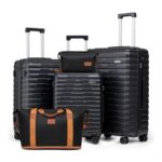 5-Piece ABS Hardside Luggage Set with Spinner Wheels, Black