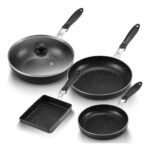 5-Piece Induction Cookware Set, Nonstick, Stay-Cool Handles, Black