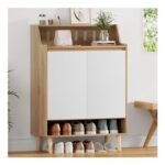 5-Tier Wooden Shoe Storage Cabinet with Open Compartment and Anti-Tip