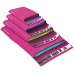 50 Mixed Size Hot Pink Mailing Bags, 4 Sizes, Self Seal, Strong Waterproof Poly Plastic Envelopes for Parcels