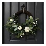 50cm Autumn Foliage Wreath – White