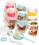 6 Pack Overnight Oats Jars, Glass Jars With Lids And Spoon, 800ml