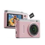 64MP 4K WiFi Kids Camera, Dual Lens, 16x Zoom, Pink