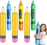 6PCS Giant Inflatable Crayons, 68 cm Large Blow up Crayon Set, Inflatable Crayons Crayon Prop Decorations for Kids Birthday Party, Classroom Decorations, School Supplies, Back to School Party Favors