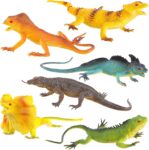 6PCS Soft Vinyl Lizard Animal Figures, Realistic Squeeze Squeaky Toys