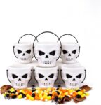 6Pcs Halloween Pumpkin Buckets Mini Plastic Trick Treat PailsC