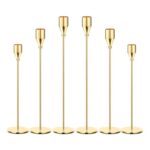 6Pcs Lemon Gold Candle Holders Set – Tall Taper Candlesticks