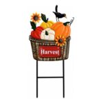 73cm Metal Painted Autumn Pumpkin Garden Ornament Waterproof