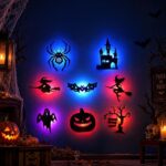 8Pcs halloween Lights, Halloween LED Wall Lights 3D Glowing Bats Wall Decor
