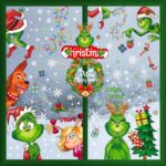 9 Sheet Christmas Window Stickers, Reusable Funny Cartoon Stickers, Double-Sided Colorful Christmas Clings, Snowflake Window Decals for Xmas