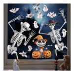 9 Sheets Halloween Window Stickers, Skeleton Cling Decals