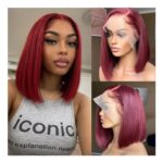 99J Burgundy Bob Wig, 13×4 Lace Front, 10-Inch Human Hair