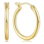 9ct Gold Hoop Earrings for Women, Hypoallergenic, 25mm