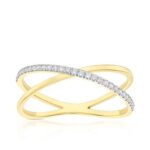 9ct Yellow Gold Cubic Zirconia Open Twist Ring