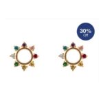 9ct Yellow Gold Starburst Stud Earrings – Multicolour Cubic Zirconia