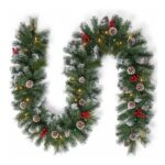9ft Christmas Garland with 30 LED Lights and Pinecone Baubles