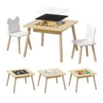 AIYAPLAY 3-Piece Kids Table and Chairs Set, Convertible Desk