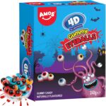 AMOS Halloween 4D Eyeballs Gummy Sweets, Mix Fruit Flavoured Candy, 240g
