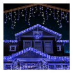 ANSIO 500 LED Icicle Lights, 17.4m, Blue & White, Timer